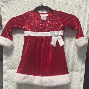 Bonnie Baby Sparkling Red Dress with White Details